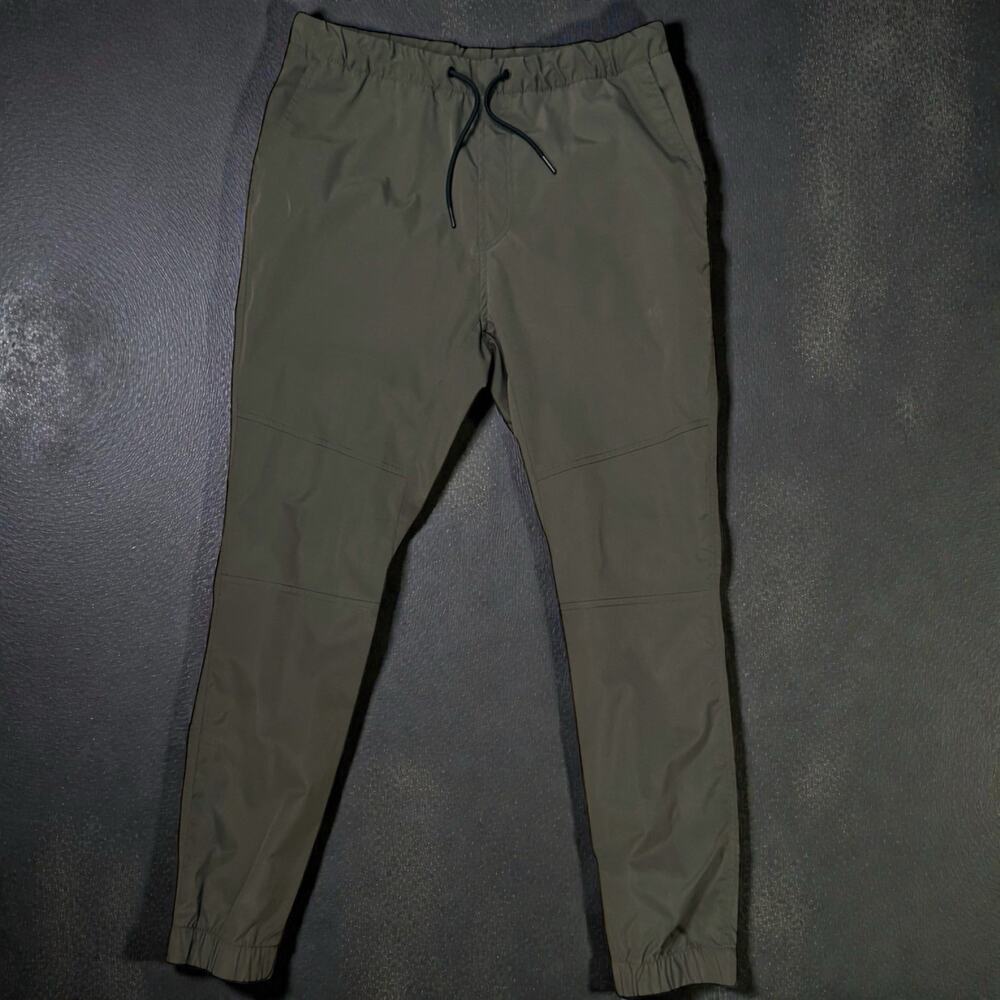 Divided H&M Slim Joggers Mens Olive Khaki Flat Front Tech Pants Size M